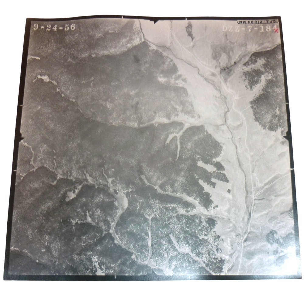 Vintage 1956 Aerial Survey Photo DZZ-7-184 Topographical Map 9x9 Black White